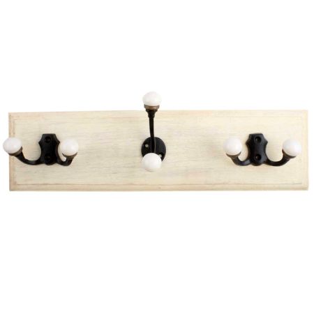 Black Double Loop Ceramic Iron Wooden Hooks